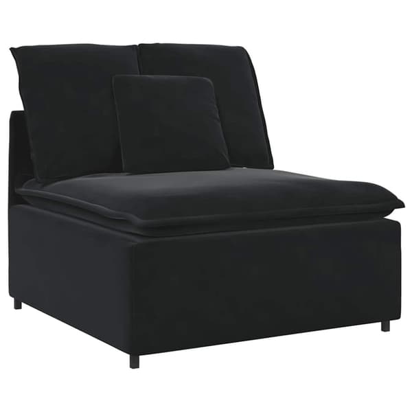 Modulsoffa med kuddar sammet svart