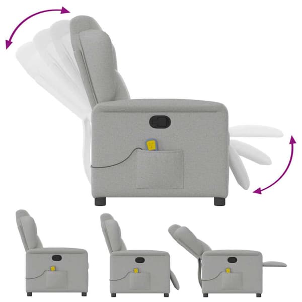 Massagefåtölj molngrå tyg