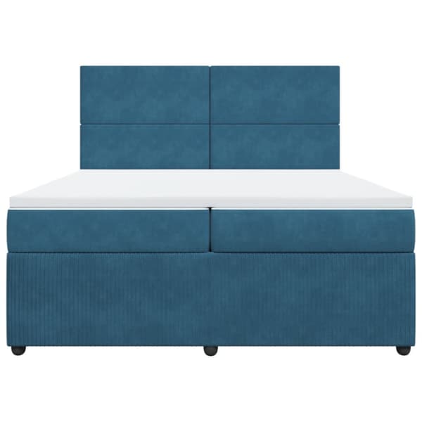 Ramsäng med madrass blå 200x200 cm sammet
