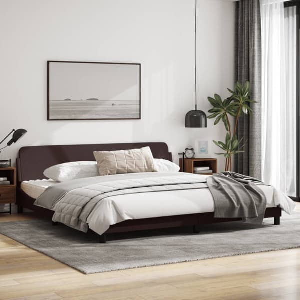 Bed Frame "Dover" Dark Brown 200x200 cm Fabric