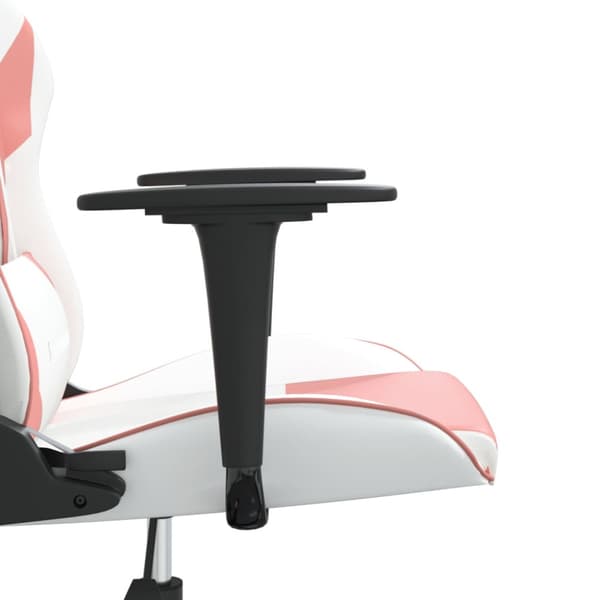 Gamingstol vit och rosa konstläder