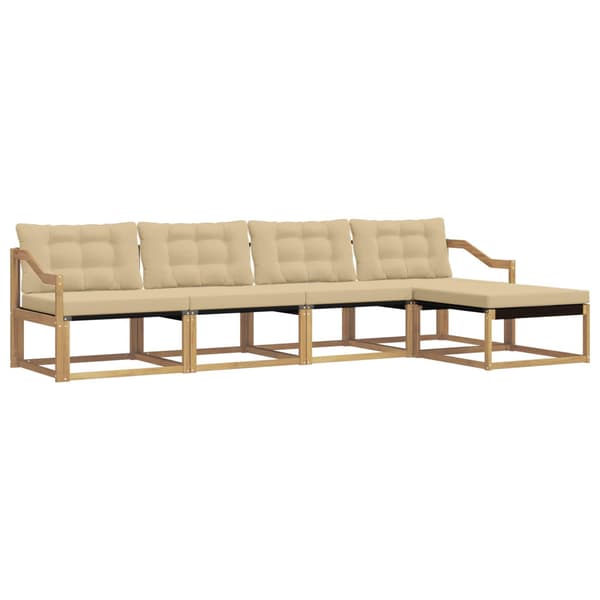 Utomhussoffset med kudde 5 pcs Vit och Beige