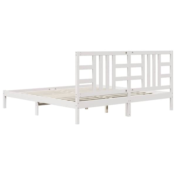 Sängram vit massivt trä 200x200 cm