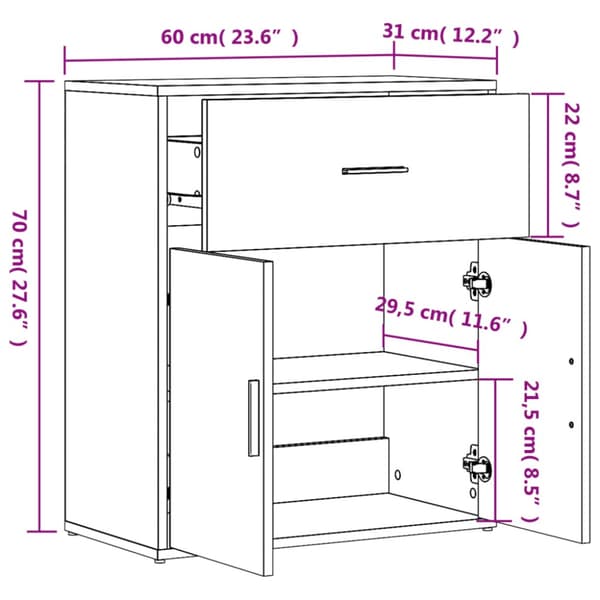 Skänkar 2 st sonoma-ek 60x31x70 cm konstruerat trä