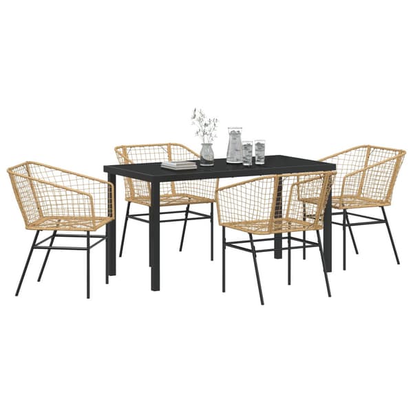 Trädgårdsmöbelset 5 pcs Brun konstrotting