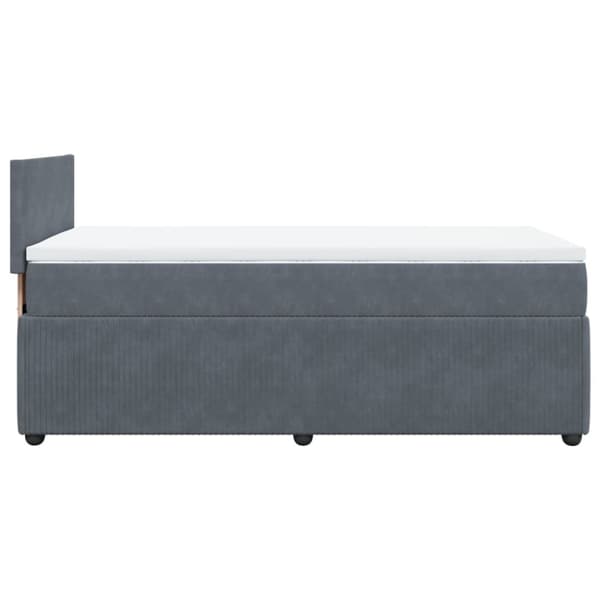Ramsäng med madrass mörkgrå 100x200 cm sammet