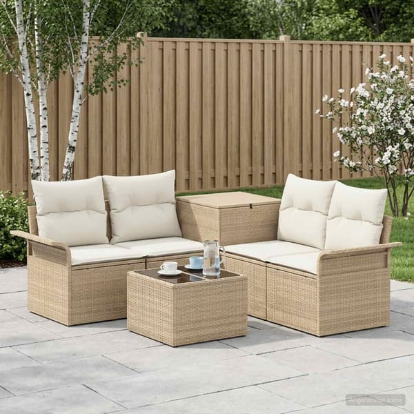 Soffset 6 st 4-Antal sittplatser Beige och krämvit