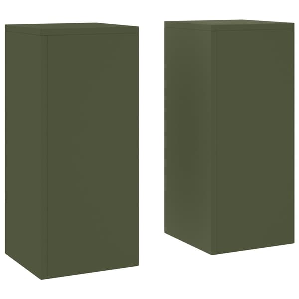 Växtställ 2 pcs Olivgrön 24 x 24 x 55 cm Stål