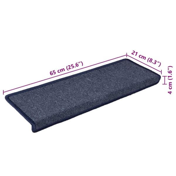 Trappmattor 30 st 65x21x4 cm mörkgrå och blå rektangulär kant
