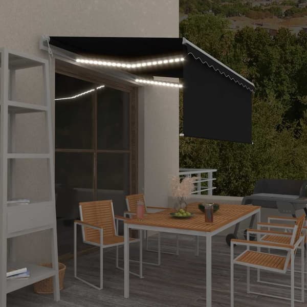 Automatisk markis vindsensor rullgardin LED 3,5x2,5m antracit