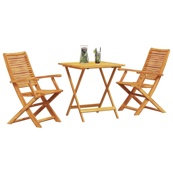 Fällbart bistroset 3 pcs Brun Massivt Akaciaträ