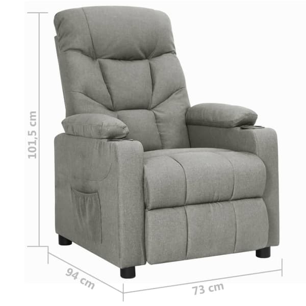 Reclinerfåtölj ljusgrå tyg