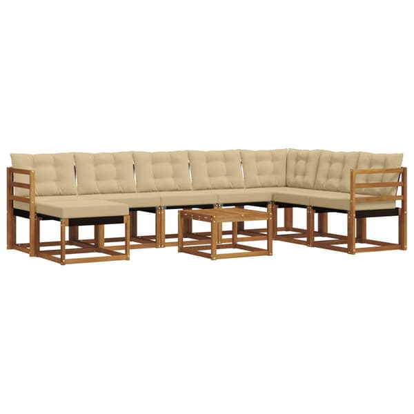 Utomhussoffset med kudde 9 pcs Naturlig och Beige
