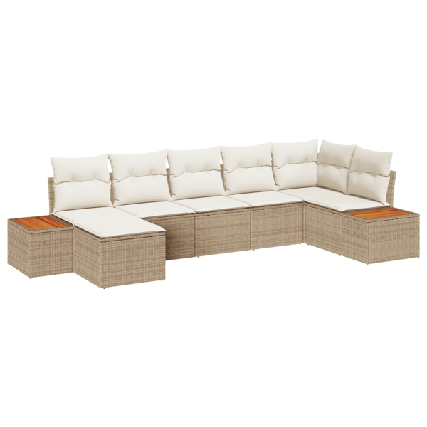 Trädgårdsoffset 8 pcs Beige och gräddfärgad Polyrattan