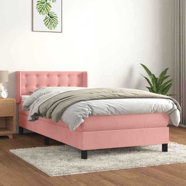 Ramsäng med madrass rosa 100x200 cm sammet