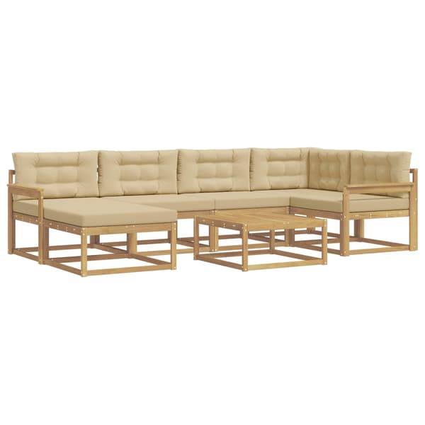 Utomhussoffset 7 pcs Vit och Beige