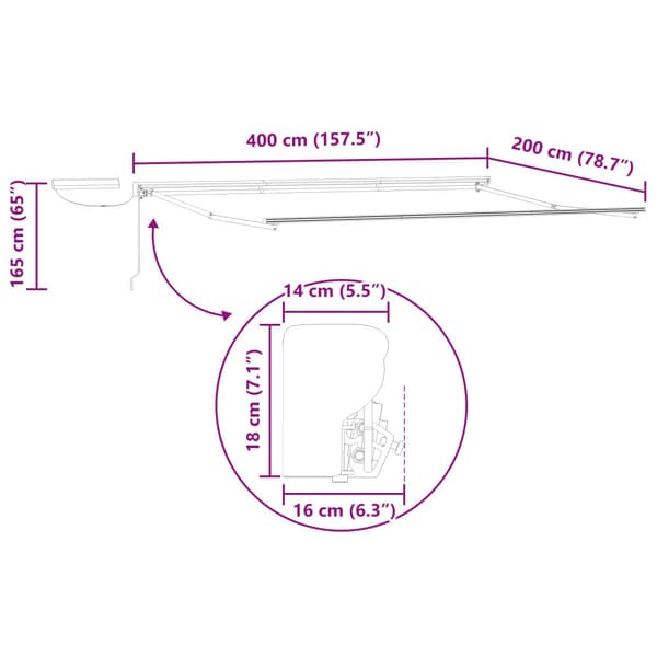 Elektrisk Retraktabel Markis Kräm 4 x 2 m