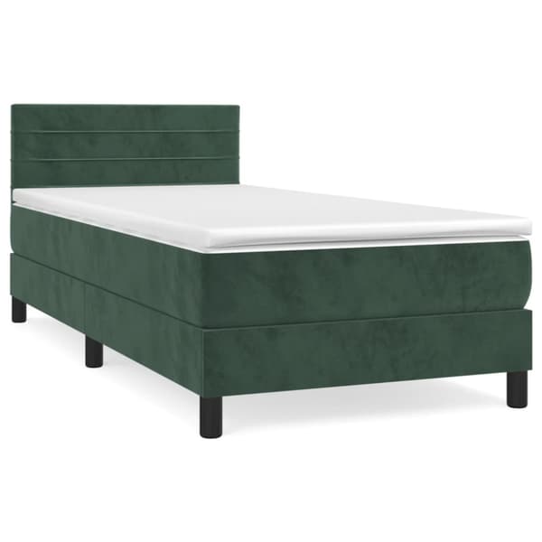 Ramsäng med madrass mörkgrön 100x200 cm sammet