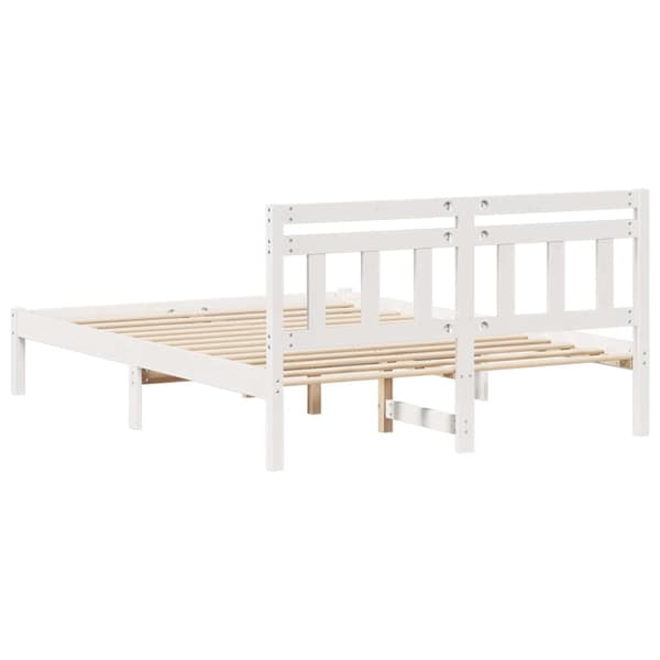 Sängram Vit 140 x 190 cm Massiv furu