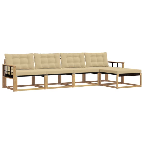 Utomhussoffset med kudde 5 pcs Vit och Beige