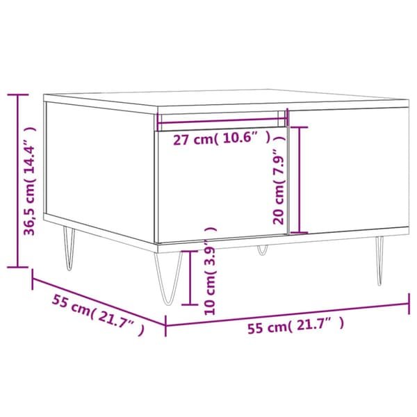Soffbord vit 55x55x36,5 cm konstruerat trä