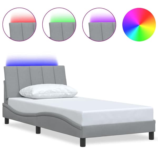 Bed Frame without Mattress "Hanko" Light Grey 100x200cm Fabric