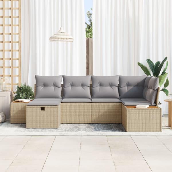 Trädgårdsoffset 6 st Beige konstrotting