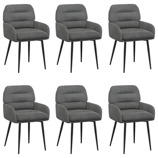 Matstolar 6 pcs Sammet Mörkgrå 59 x 59,5 x 90 cm