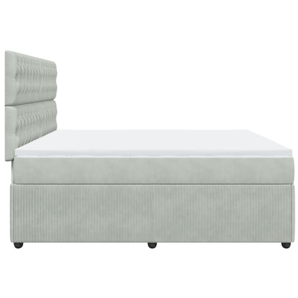 Ramsäng med madrass ljusgrå 200x200 cm sammet
