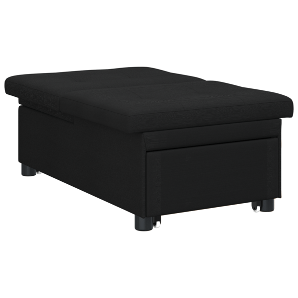 Pull Out Sofa Bed Svart 194 x 50 x 82 cm tyg