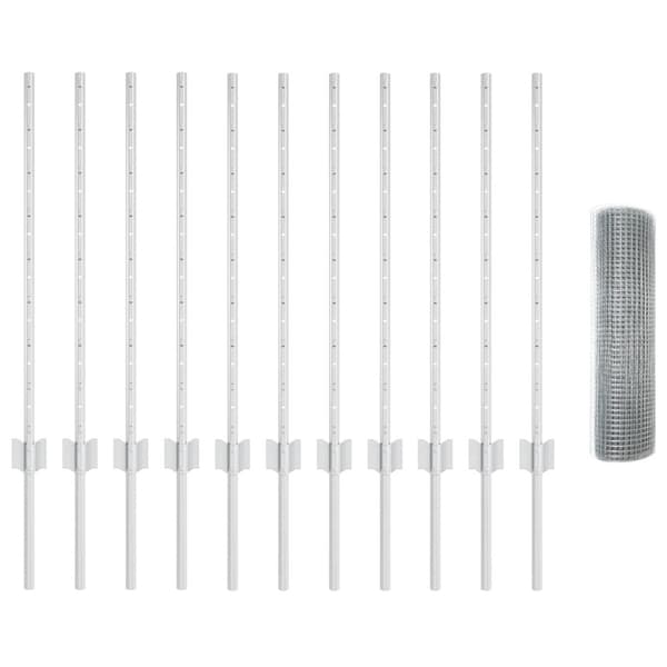 Stängsel med stolpe Silver 0,8 x 25 m Stål