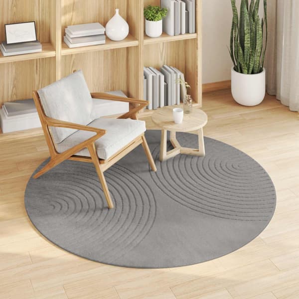 Områdesmattor Rund GALATI Grå Ø 160 CM Polyester