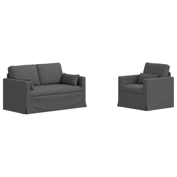 Soffset 2 pcs Mörkgrå 139 x 78 x 80 cm tyg