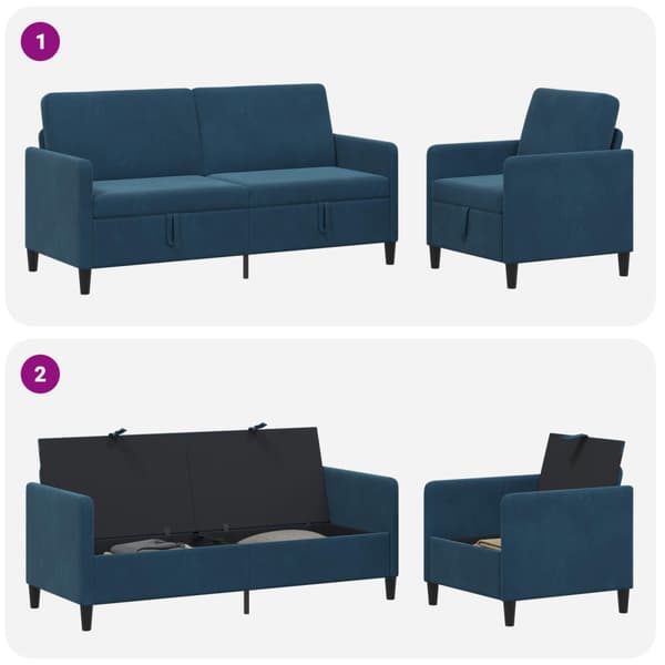 Soffgrupp med förvaring 2 st Blå Polyester