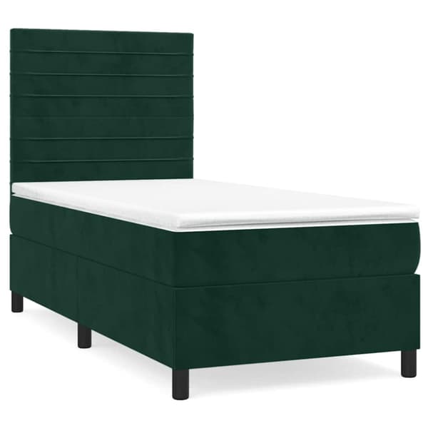 Ramsäng med madrass mörkgrön 90x200 cm sammet