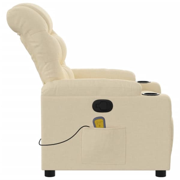 Massagefåtölj gräddvit tyg