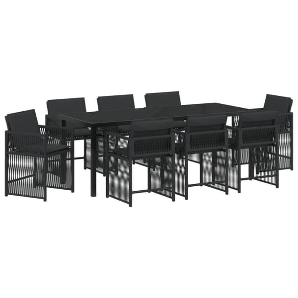 Trädgårdsmöbelset 9 pcs Svart konstrotting