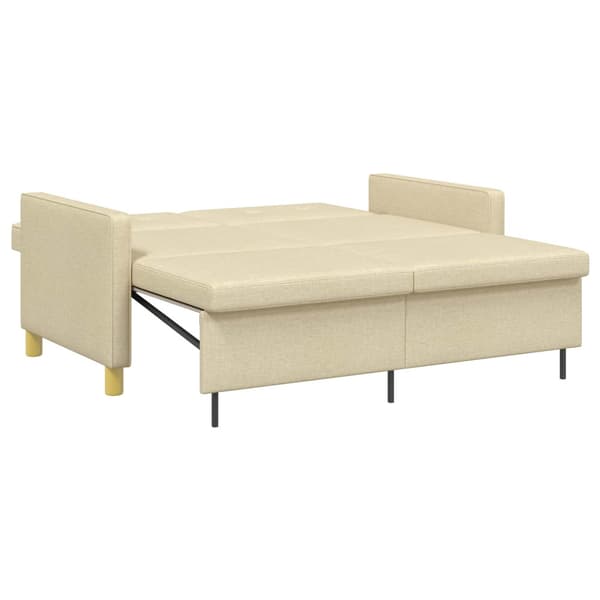 Pull Out Sofa Bed Gräddvit Tyg