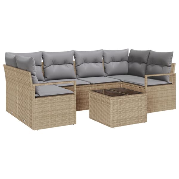 Soffset med kudde 7 pcs Beige och Grå konstrotting
