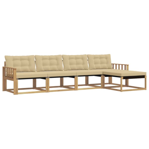 Utomhussoffset med kudde 5 pcs Vit och Beige