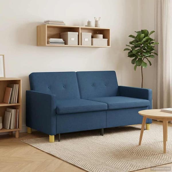 Pull Out Sofa Bed Blå Tyg