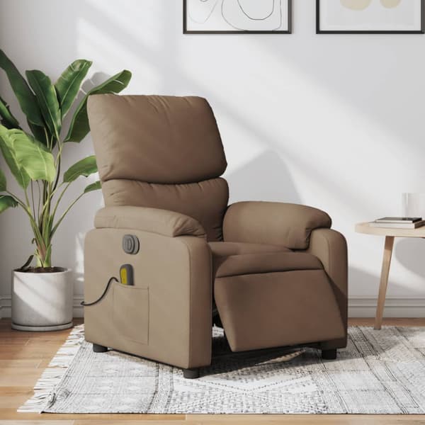 Elektrisk massagefåtölj brun tyg