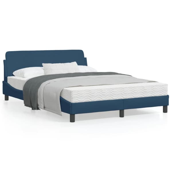 Bed Frame with Headboard "Dover" Blue 140x190 cm Fabric