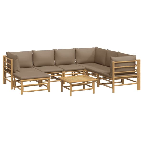 Loungegrupp 8 delar taupe dynor bambu