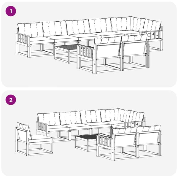 Utomhussoffset 9 pcs Vit och grädde 79 x 79 x 37 cm