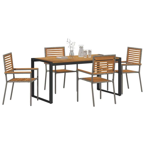 Trädgårdsmöbelset 5 pcs Grå och Brun konstrotting