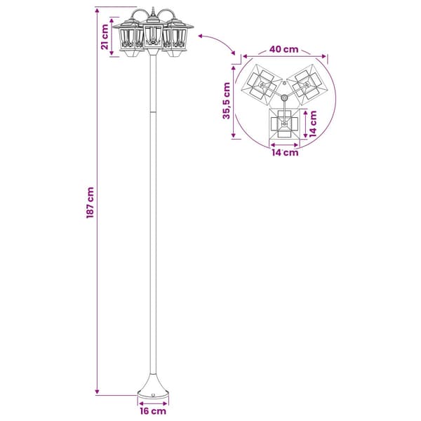 Utomhus Solamp with LED Bulb Svart
