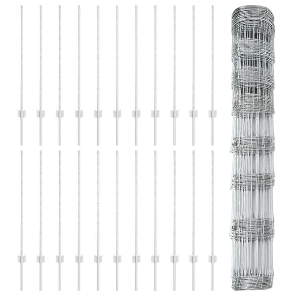 Stängsel med stolpe Silver 1 x 50 m Stål