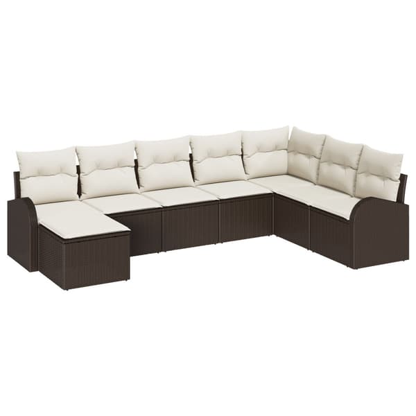Trädgårdsoffset med kudde 8 pcs Brun Poly rattan