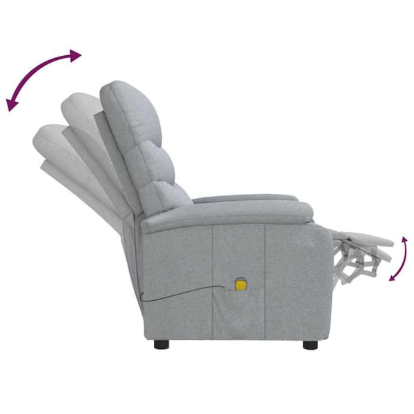 Massagefåtölj ljusgrå tyg